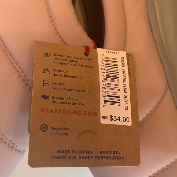 Dearfoams Frosted Plum XL Women’s Indoor/Outdoor Slippers New Machine Wash Lined - Picture 7 of 7